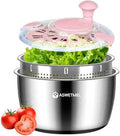 Stainless Steel Salad Spinner, ASWETMEL 5.3 Qt Lettuce Spinner