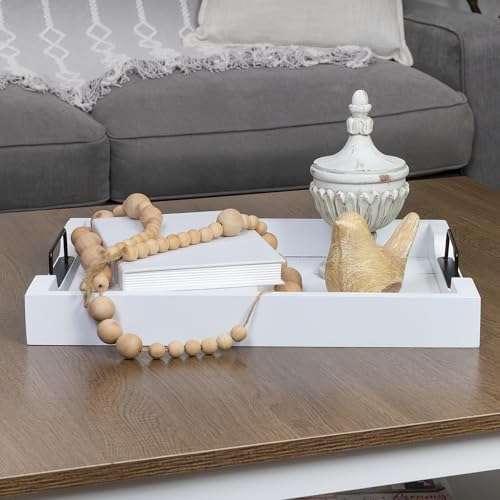 AuldHome Design Rustic Wood Serving Tray (White); Wooden Farmhouse