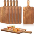 6 Pcs Acacia Wood Cutting Board Bulk with Handle, 15 x 7 Inch Kitchen Wooden Chopping Boards, Thicken Chopping Platter Charcuterie Serving Trays Blank Wood Boards for Pizza Bread Fruit Vegetables