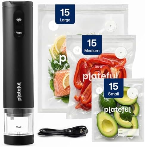 Plateful VacuSeal Handheld Vacuum Sealer, Cordless, 45 Bags