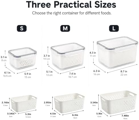 3-Piece Fruit Containers with Removable Colanders and Lids