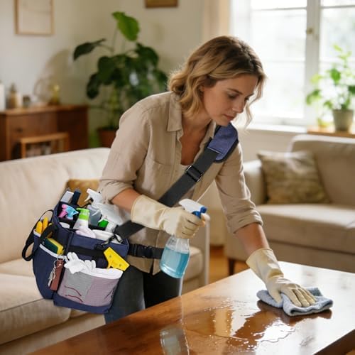 Ytonet Wearable Cleaning Caddy Bag, Large Cleaning Supplies Organizer