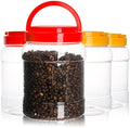 Lyellfe 4 Pack Clear Plastic Jars, Half Gallon Wide Mouth Storage