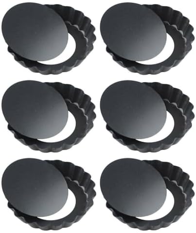 Set 6 Non- Tart Removable Bottom Bakeware Tools Pan Molds for Round 4