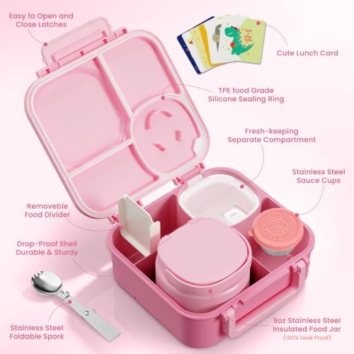 wiwens Kids Bento Lunch Box with Soup Thermo Food Lunch Container for