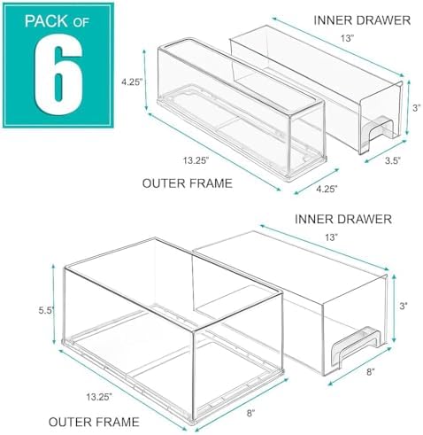 Sorbus Fridge Drawers - Clear Stackable Pull Out Refrigerator