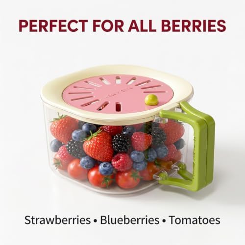 Fridge Produce Storage Container with Drain Colander & Vent Lid