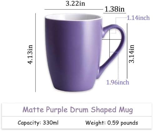 Coffee Mugs Set of 6, 12oz Purple Ceramic Coffee Mugs Cups with Handle