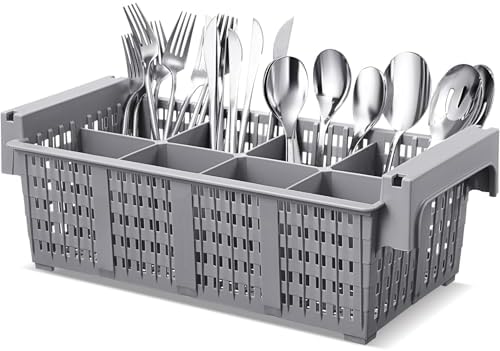 16" Commercial Dishwasher Silverware Basket 8 Compartment, Grey