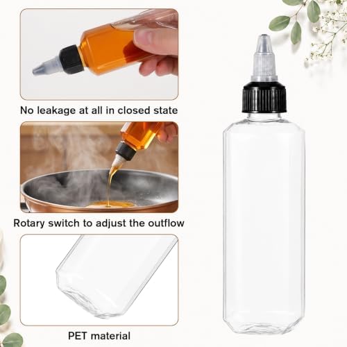 6Pcs 3.4 OZ Plastic Squeeze Bottles for Liquids Oil Squeeze Bottle