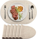 Faux Leather Oval Placemats Set of 6, Beige