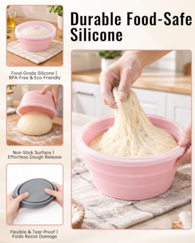 3Pcs Pizza Dough Proofing Container, Silicone Food Storage