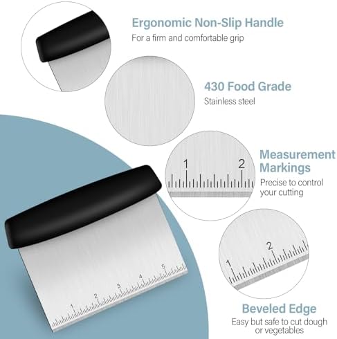 Ecavria Bench Scraper, Premium Stainless Steel Dough Scraper with