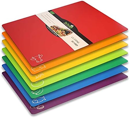 Fotouzy Colorful Flexible Plastic Cutting Board Combination, Set of