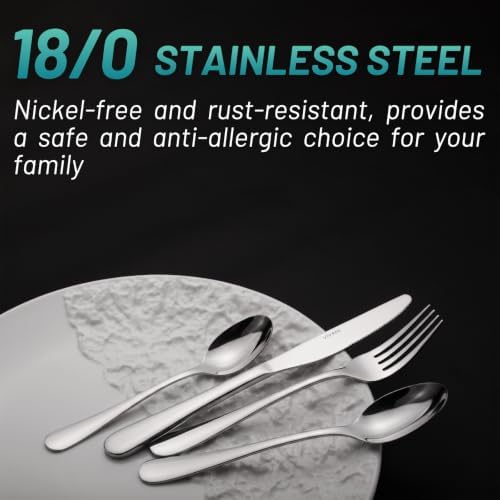 VIVANI 16 Piece Silverware Set for 4, Nickel Free Stainless Steel