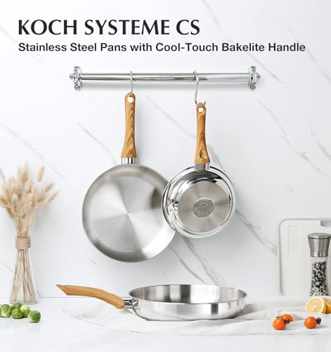 KOCH SYSTEME CS Stainless Steel Frying Pan Set of 3, 8"&10"&12"