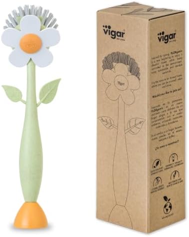 Vigar Florganic Dish Brush with Handle, Multicolor