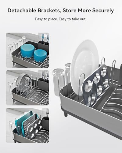 SUNLY Stainless Steel Expandable Dish Drying Rack, Black