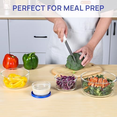 Vtopmart 4 Pack Glass Bowls with Lids (1, 2, 4, 7 Cup)