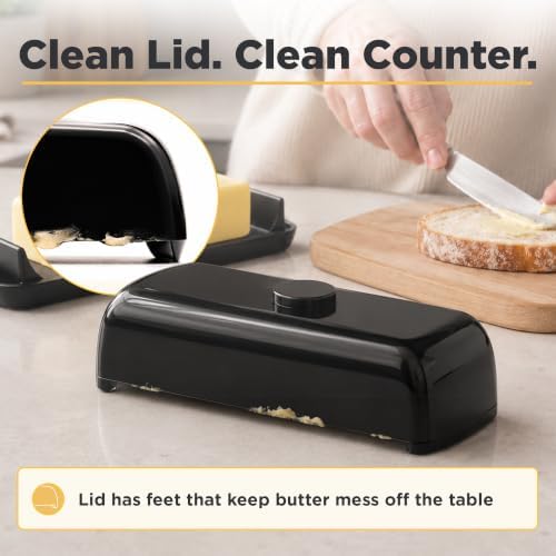 Butter Hub Magnetic Black Butter Dish with Lid & Knife, Plastic, US