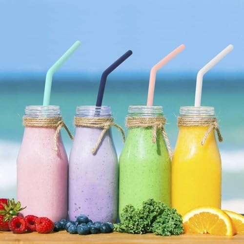 12 Pcs Reusable Silicone Drinking Straws with Travel Case - Long