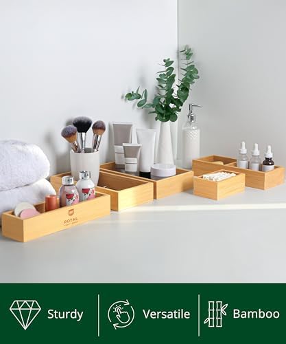 ROYAL CRAFT WOOD 5-Piece Bamboo Drawer Organizer Set – Multi-Use