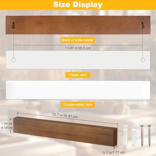 Magnetic Wood Knife Holder, 16" Wall Mount