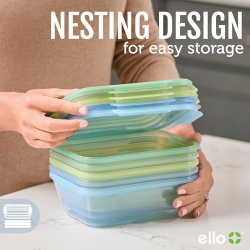 Ello Snap & Nest 4.5 Cup Plastic Meal Prep Set, 10 Piece, Cactus