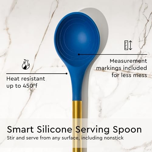 Styled Settings Gold and Navy Blue Kitchen Utensils Set, 7-Piece