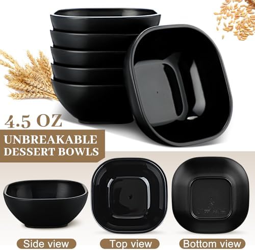 Gejoy 50 Pcs Dipping Sauce Bowls 4.5 oz Wheat Straw Small Dish, Black