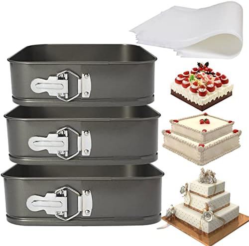 Lemengtree Springform Pan,3 Pcs Non-stick Square 8 inch/9 inch/10 inch