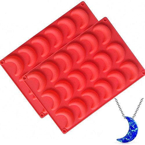 Fewo 2 Pack Moon Ice Cube Tray Silicone Crescent Mold for Chocolate