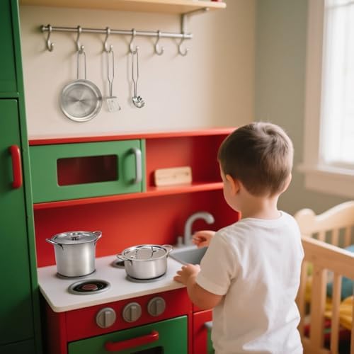 13Pcs Kids Pretend Play Kitchen Accessories Pots and Pans Playset