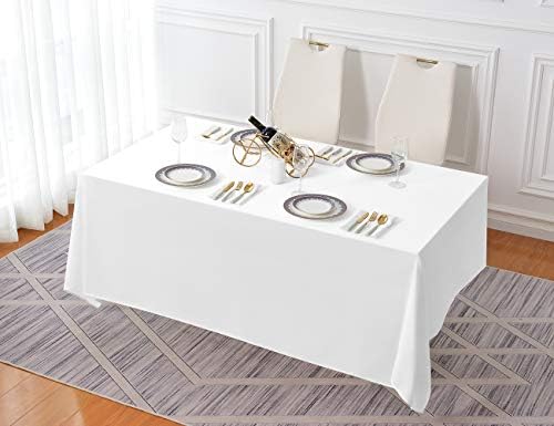 Surmente 90x156 Inch White Tablecloth for 8 Foot Rectangle Tables