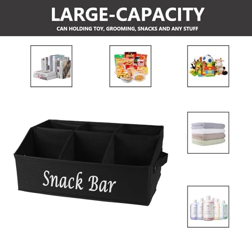 Countertop Fabric Snack Organizer, 6 Compartments, Black
