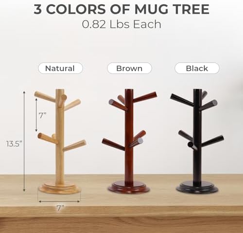 Mug Tree Set of 2 | 13.5"x7"x7", 6 Hooks Cup Holder with Thick