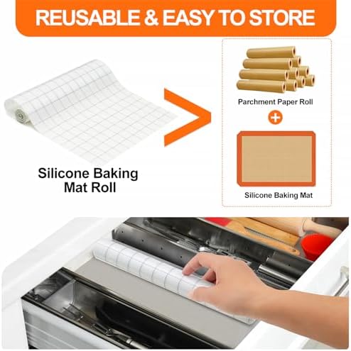Silicone Baking Mat Roll, 12IN*5.25FT Non Stick Heat Resistant Baking