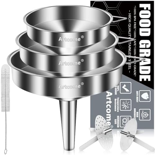 Artcome 3 Pcs Stainless Steel Kitchen Funnel Set, Food Grade 3-in-1