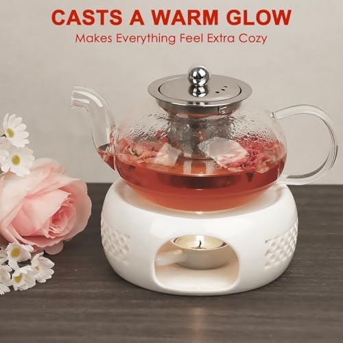 KAYCROWN Teapot Warmer, Ceramic Tea Warmer with Tealight Holder