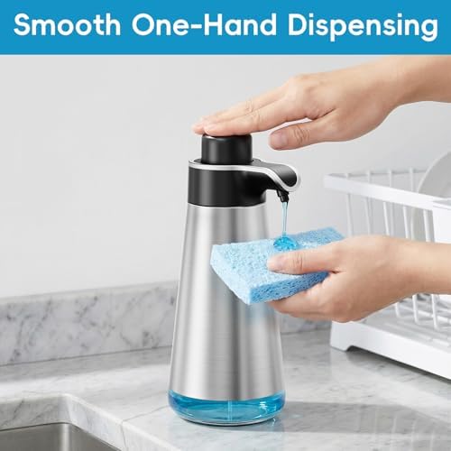 BYUNER 15 fl oz Refillable Soap Dispenser, Brushed Silver