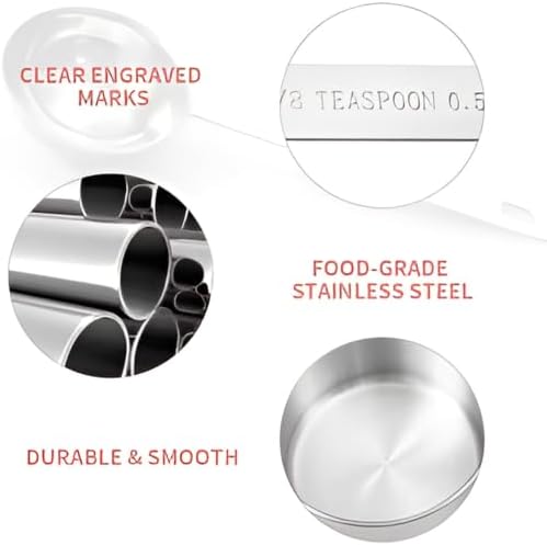 No Rust 10-Piece Stainless Steel Measuring Cups & Spoons Set, Cups and