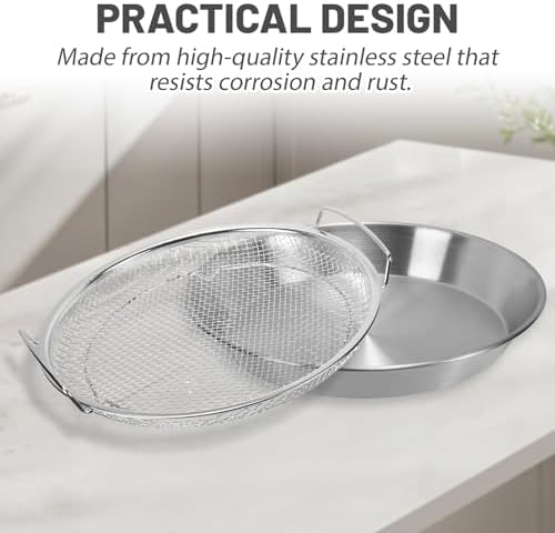 Stainless Steel Oil Strainer Set, 2-Piece Mesh Draining Rack with