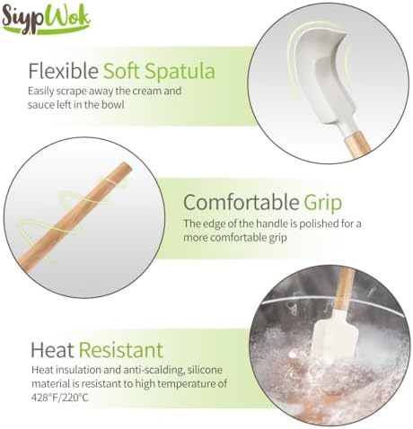 Silicone Spatula Set, Food Grade Rubber Spatula-4 Piece Nonstick