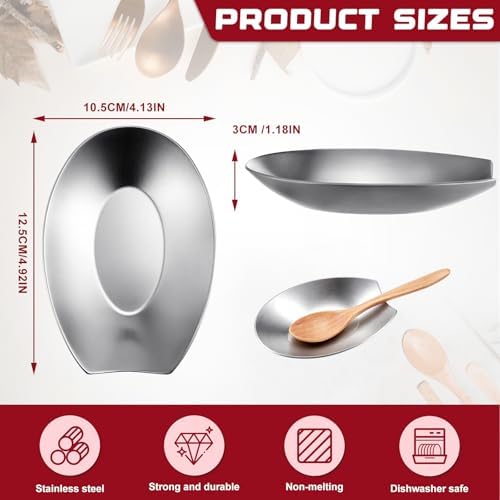 6 Pcs Large Stainless Steel Spoon Rest, Spatula Ladle Holder, Silver