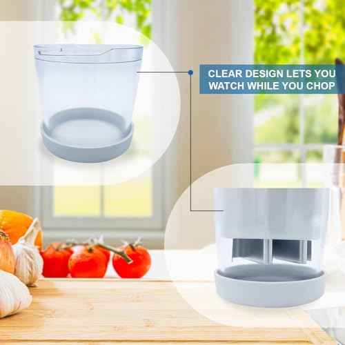 Раｍᴘеᴦеԁ СҺеf Manual Food Chopper – Hand Vegetable Chopper, Onion Chopper, Garlic Chopper, Nuts Chopper, Food Dicer Mincer – Handheld Kitchen Tool for Salad Fruits Nuts, Dishwasher Safe, White