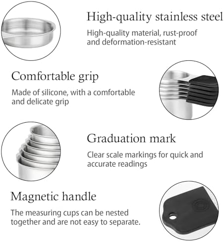 Magnetic Measuring Cups and Spoons Set, Including 7 Stainless Steel