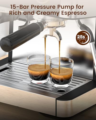 Electactic Espresso Machine with Grinder, 15 Bar, Black