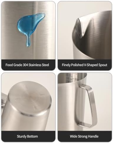 304 Stainless Steel Measuring Cup with Lid, Strainer, 32oz pitcher for