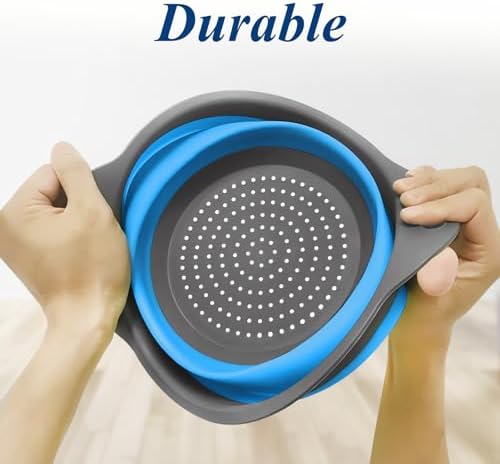 Collapsible Colander Set of 3, Space-Saving Foldable Strainer for