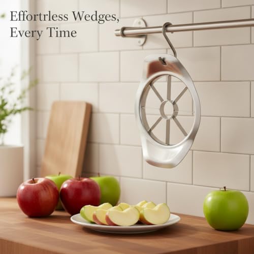 Apple Slicer Corer, Stainless Steel Fruit Cutter for Uniform Wedges